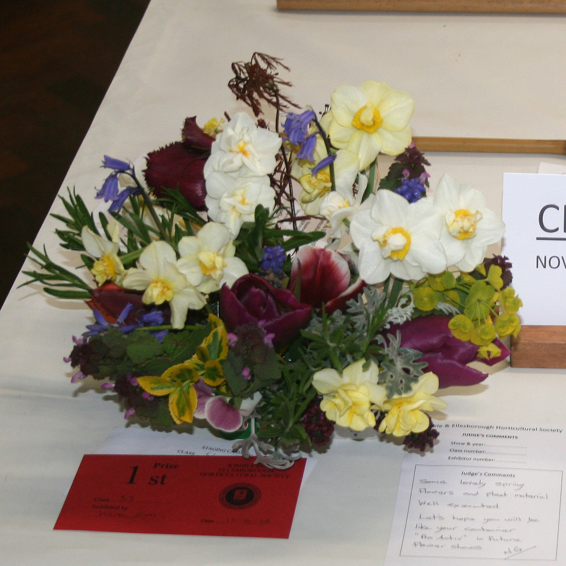 Class 53 - Novice Floral Art A Petite Spring Arrangement in a Recyclable Container 2S