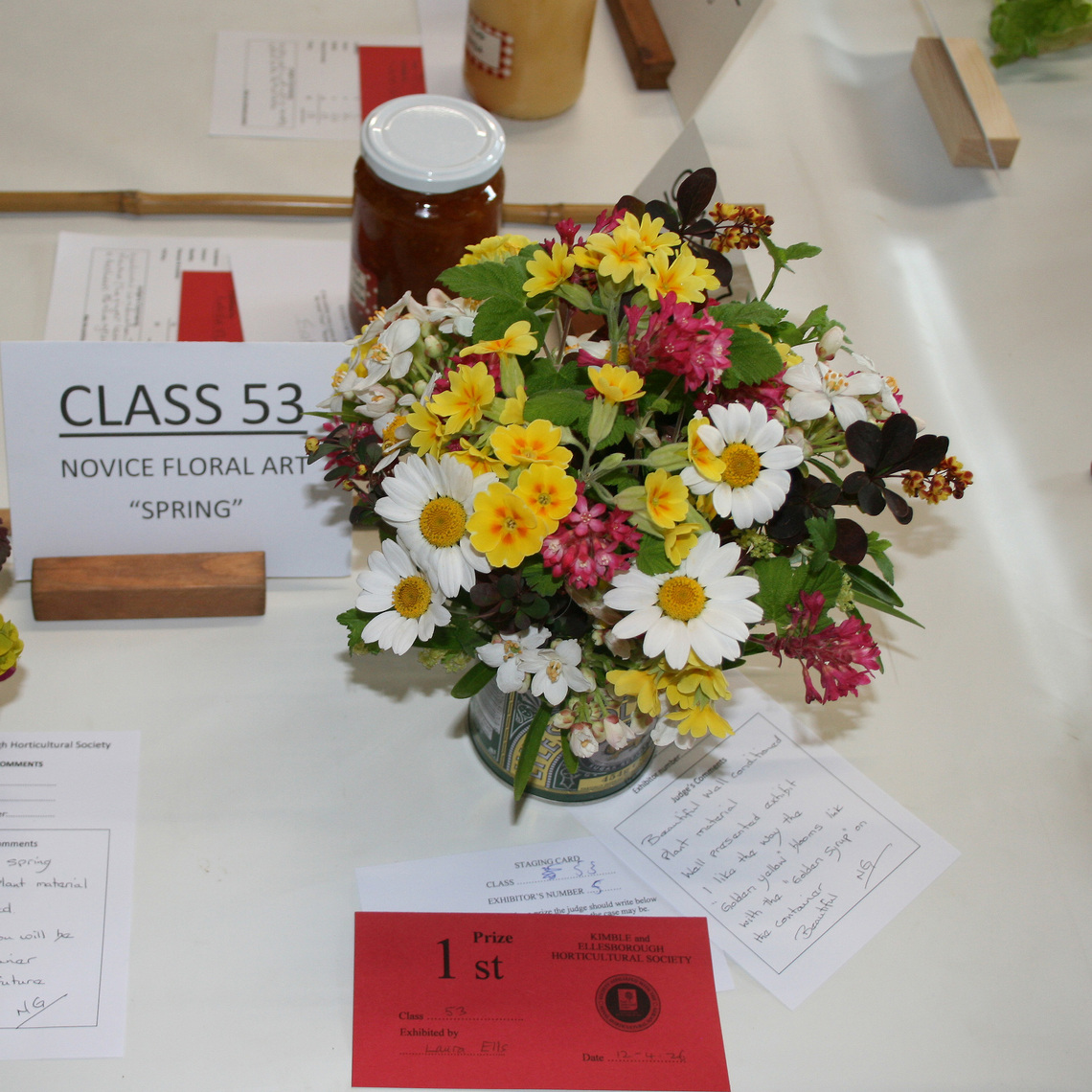 Class 53 - Novice Floral Art A Petite Spring Arrangement in a Recyclable Container S